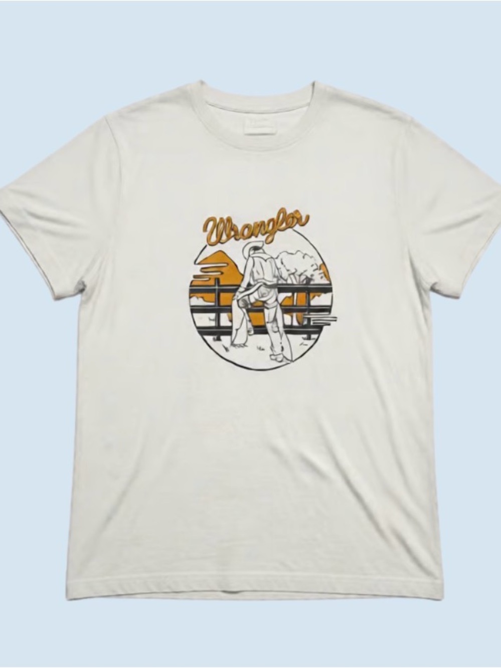 Wrangler Cream Short-Sleeve Graphic Tee with Sunset Logo